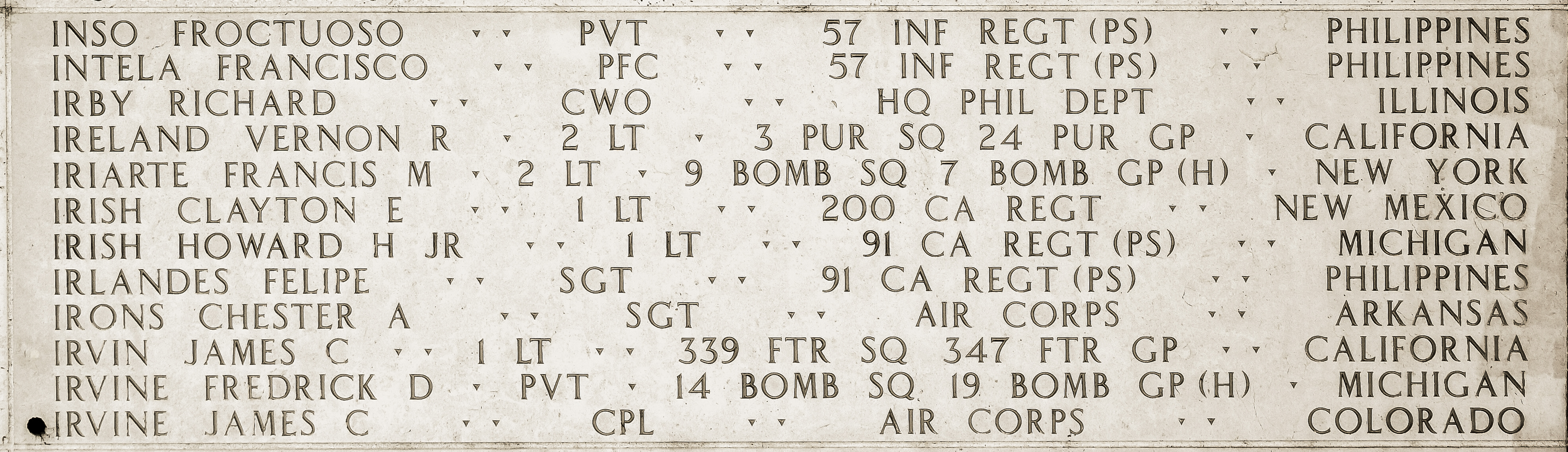 Fredrick D. Irvine, Private